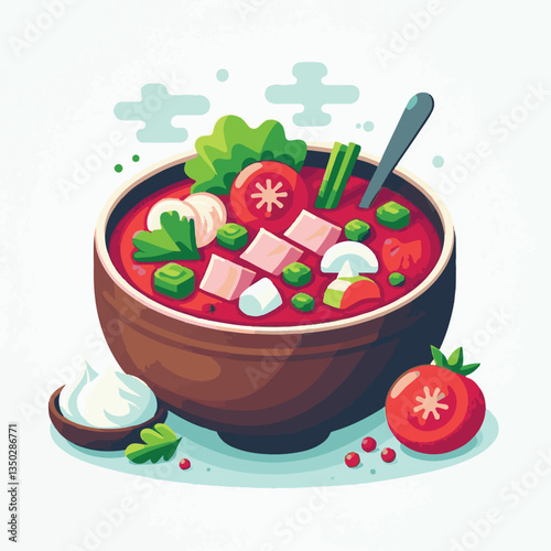soup, food, borscht, bowl, ukrainian, dish, lunch, dinner, vegetable, beet, cream, cuisine, borsch, beetroot, red, meat, traditional, healthy, meal, homemade, hot, gourmet, plate, garlic, tasty, cooki