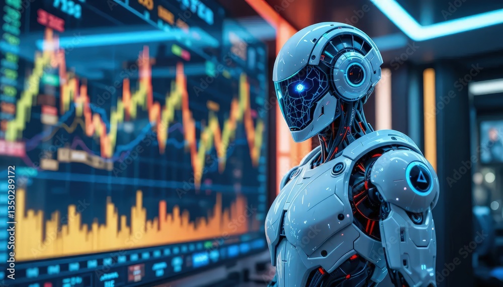 Fototapeta premium Artificial Intelligence Observing Stock Market Data