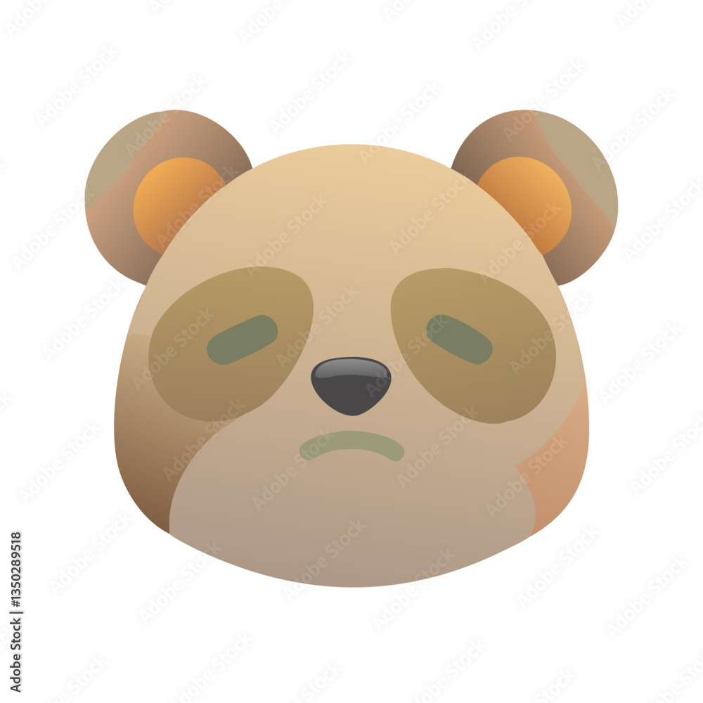 Minimalistic panda head illustration with a sad expression Minimalistic panda head illustration with a sad expression
