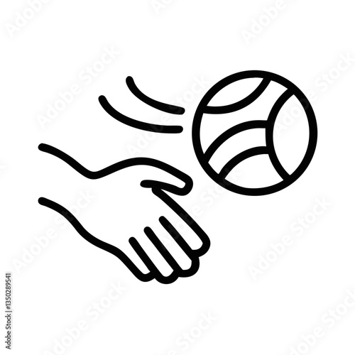 Hand Reaching to Throw a Ball in Minimalist Style  
