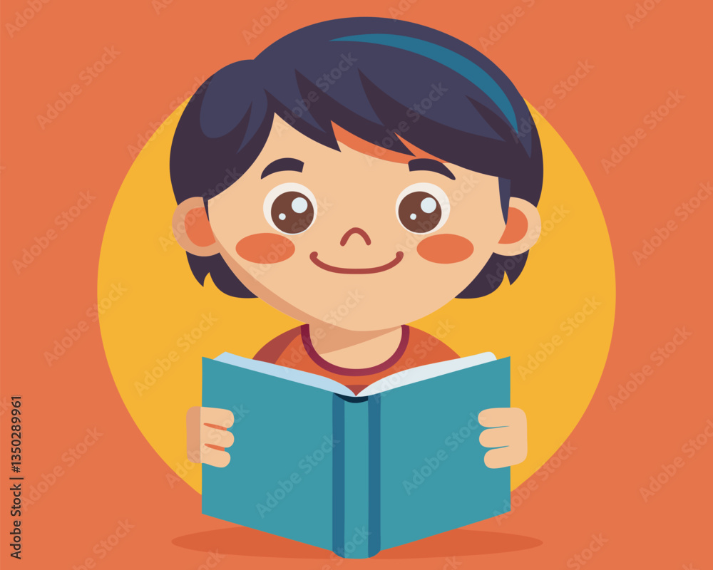 Cute Cartoon Child Reading a Book. Illustration Cute Cartoon Child Reading a Book. Illustration