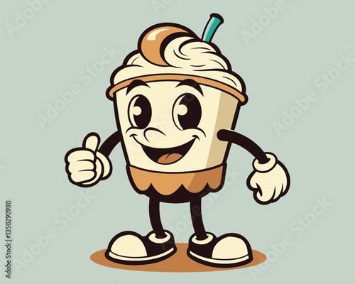 Cute Milkshake Cartoon Character Illustration