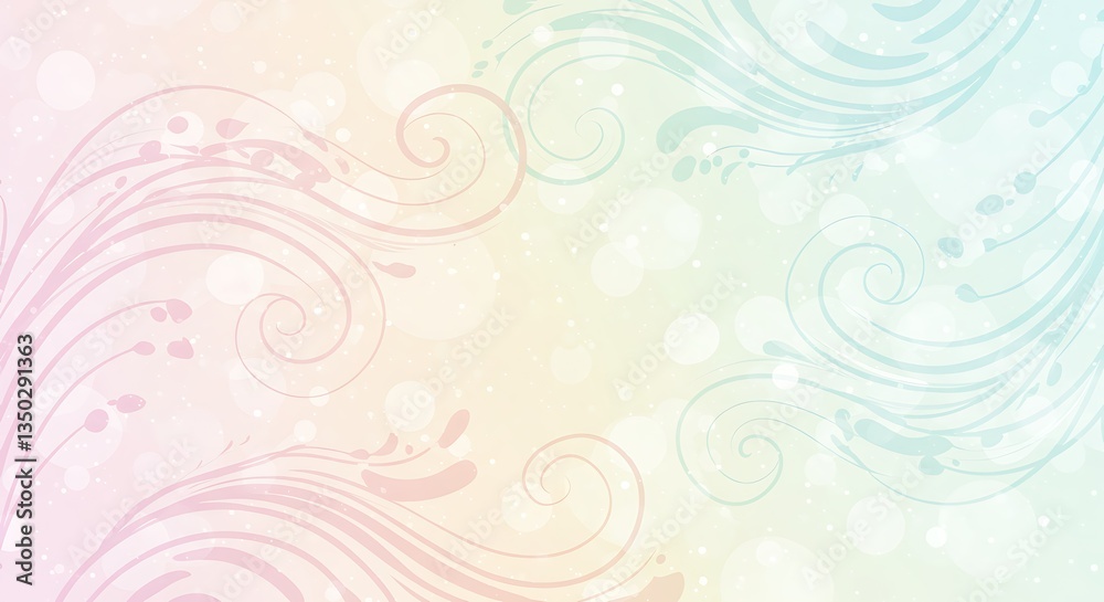 Pastel Floral Swirl Design with Bokeh Background for Spring Designs Pastel Floral Swirl Design with Bokeh Background for Spring Designs