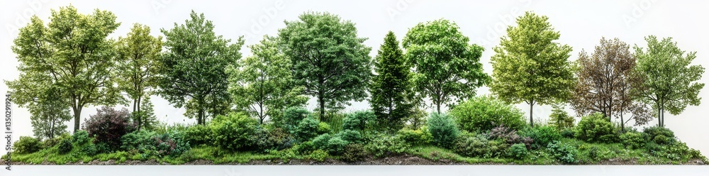 Obraz premium A collection of vibrant green trees set against a transparent backdrop in high resolution