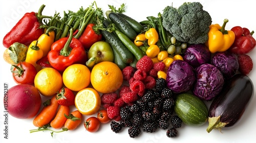 PNG file featuring an assortment of fresh vegetables and fruits isolated on a transparent background