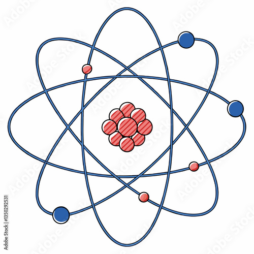 Atomic structure illustration with electrons and protons