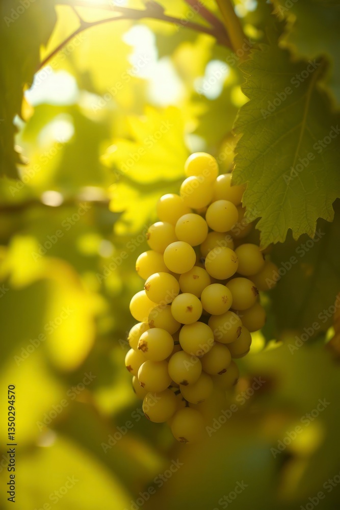 Close up cinematic shot of green grapes on vines Close up cinematic shot of green grapes on vines