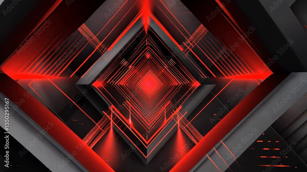 Abstract geometric pattern with red light, dark background