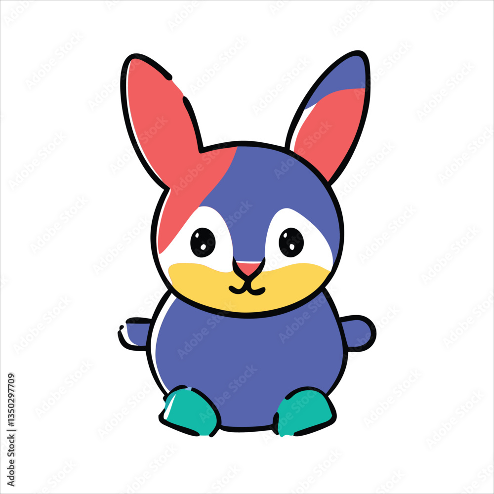 Obraz premium Cute Cartoon Bunny Illustration. Adorable Animal Character Design