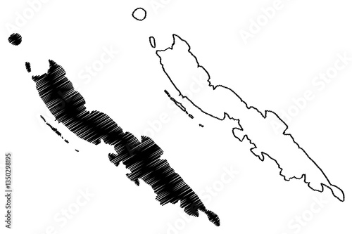 Premuda island (Republic of Croatia, Adriatic Sea, Zadar Archipelago) map vector illustration, scribble sketch Premuda map