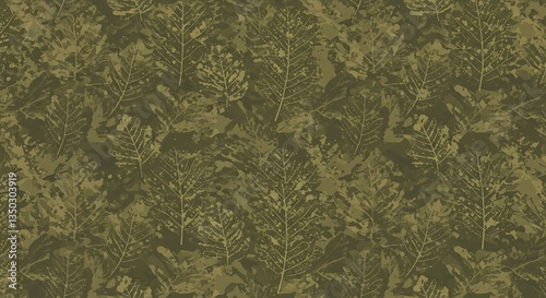 Camouflage Leaf Pattern Seamless Green Nature Background Texture