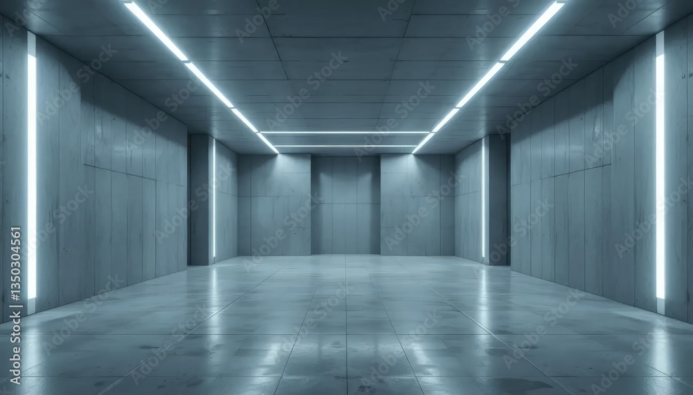 The basement room on the bottom floor of the building's parking lot is empty in an industrial cast concrete style. Abstract modern minimal background The basement room on the bottom floor of the building's parking lot is empty in an industrial cast concrete style. Abstract modern minimal background