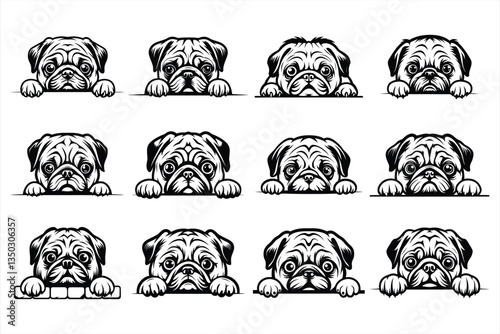 Peeking Pug dog svg