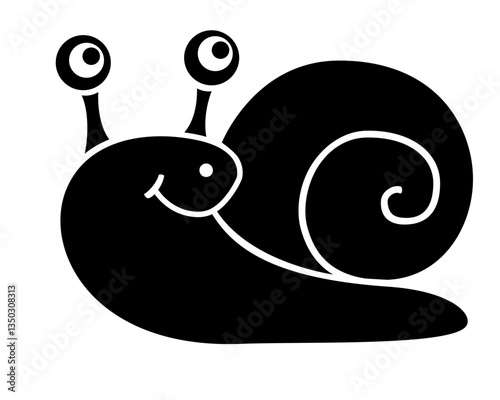 Snail silhouette - stock illustration for logo or pictogram. A shell with a smiling snail for identity or icons. Clam in a shell - silhouette sign.	
