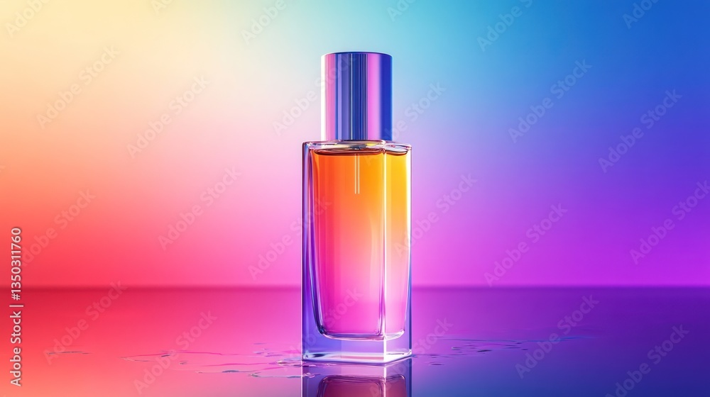 Perfume bottle, studio, colorful, vibrant, reflection Perfume bottle, studio, colorful, vibrant, reflection