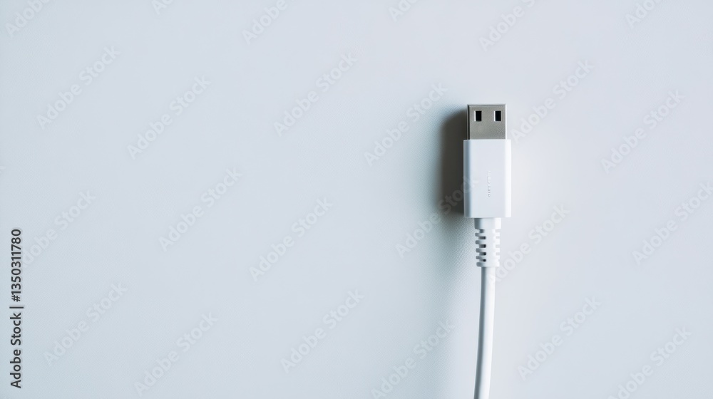 White USB cable, minimalist backdrop (1) White USB cable, minimalist backdrop (1)