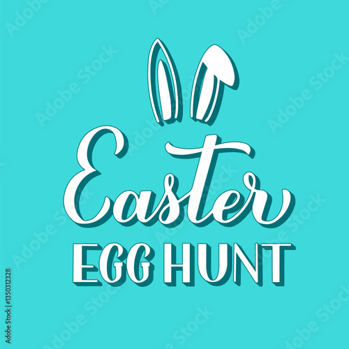 Obraz na płótnie Easter egg hunt. Funny Easter quote 3d lettering on mint green background. Vector template for typography poster, greeting card, banner, etc. w salonie