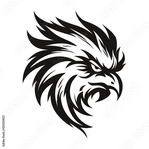Wallpaper Mural A powerful and majestic silhouette of a griffin head, featuring sharp beak, fierce eyes, and noble details. Perfect for fantasy-themed designs, gaming logos, heraldic emblems, and mythical artwork. Torontodigital.ca