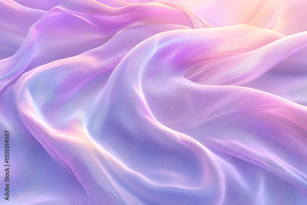 Fototapeta premium A mesmerizing, high-resolution 3D render of ethereal swirling fabric, gracefully flowing in delicate pastel pink and lavender hues.