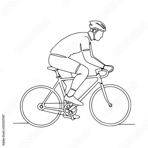 Cycling Pose Line Art: Pedal Through Motion with Clean Line Drawings | Cyclist on a bicycle