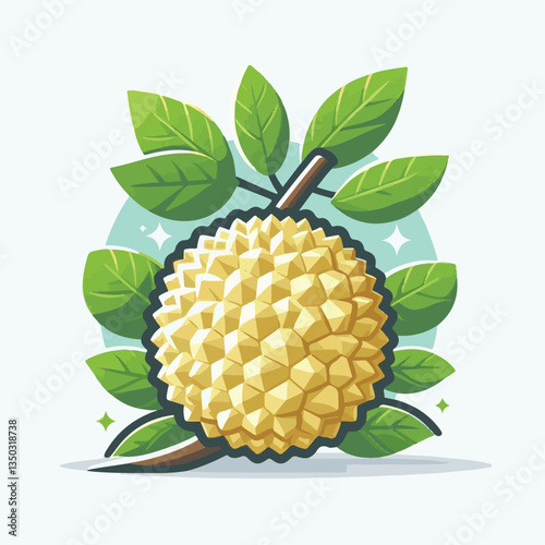background, breadfruit, food, fresh, tropical, nature, leaf, fruit, plant, organic, healthy, green, vegetarian, natural, sweet, illustration, garden, exotic, white, summer, foliage, vitamin, freshness