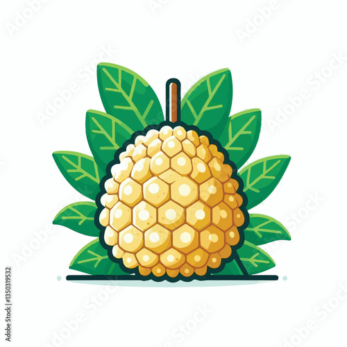 background, breadfruit, food, fresh, tropical, nature, leaf, fruit, plant, organic, healthy, green, vegetarian, natural, sweet, illustration, garden, exotic, white, summer, foliage, vitamin, freshness