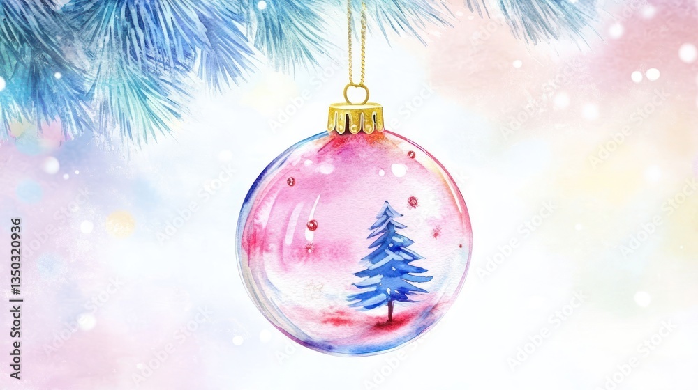 Fototapeta premium Glass Ornament Winter Wonderland Festive Card