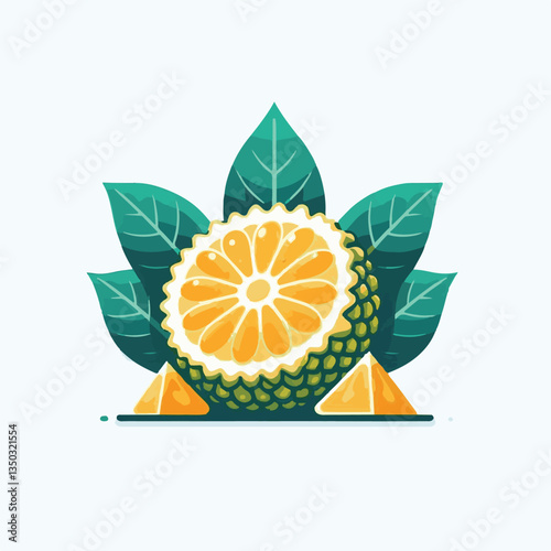background, breadfruit, food, fresh, tropical, nature, leaf, fruit, plant, organic, healthy, green, vegetarian, natural, sweet, illustration, garden, exotic, white, summer, foliage, vitamin, freshness