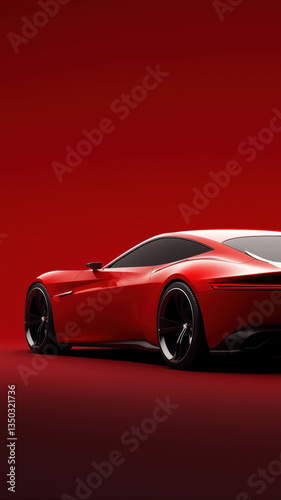 Minimalist red concept car phone wallpaper with a smooth rear side view in gradient red tones for a sleek, modern vibe.


