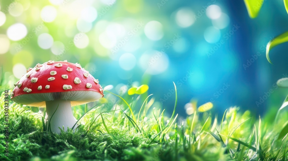 custom made wallpaper toronto digitalRed mushroom forest moss sunlight nature background fantasy
