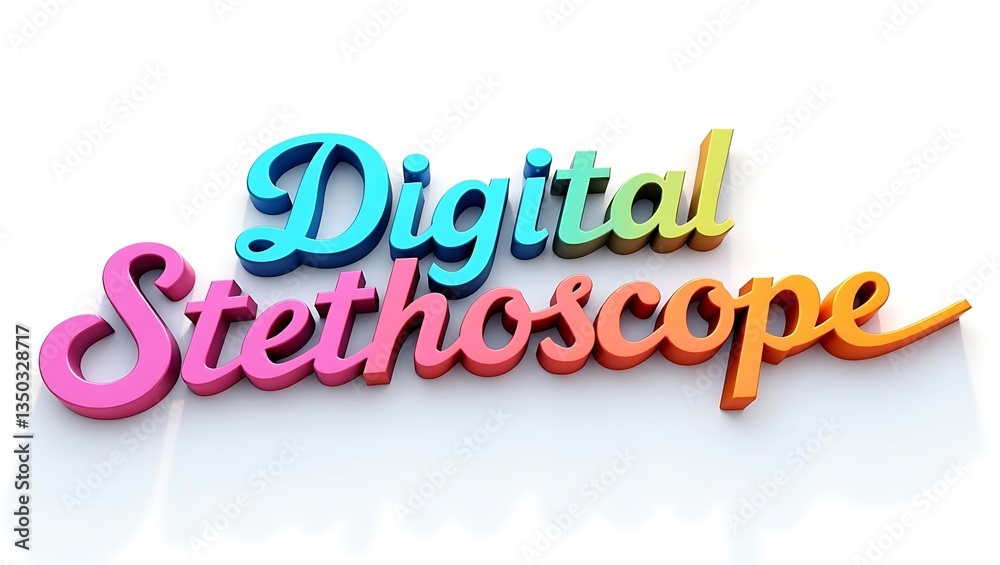 Digital stethoscope showcasing colorful lettering against a plain background Digital stethoscope showcasing colorful lettering against a plain background