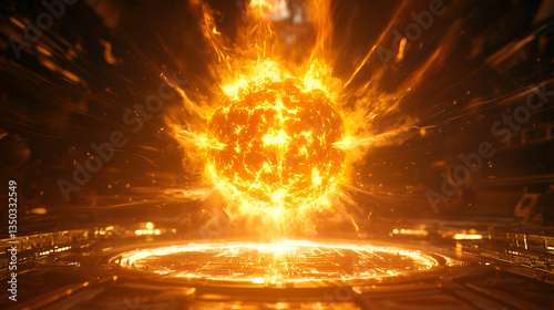 Spectacular Solar Explosion: Futuristic Stellar Phenomenon in Digital Art Photography