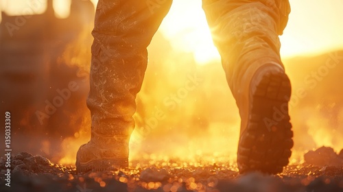 Walking into the Sunset: A Silhouette of Determination