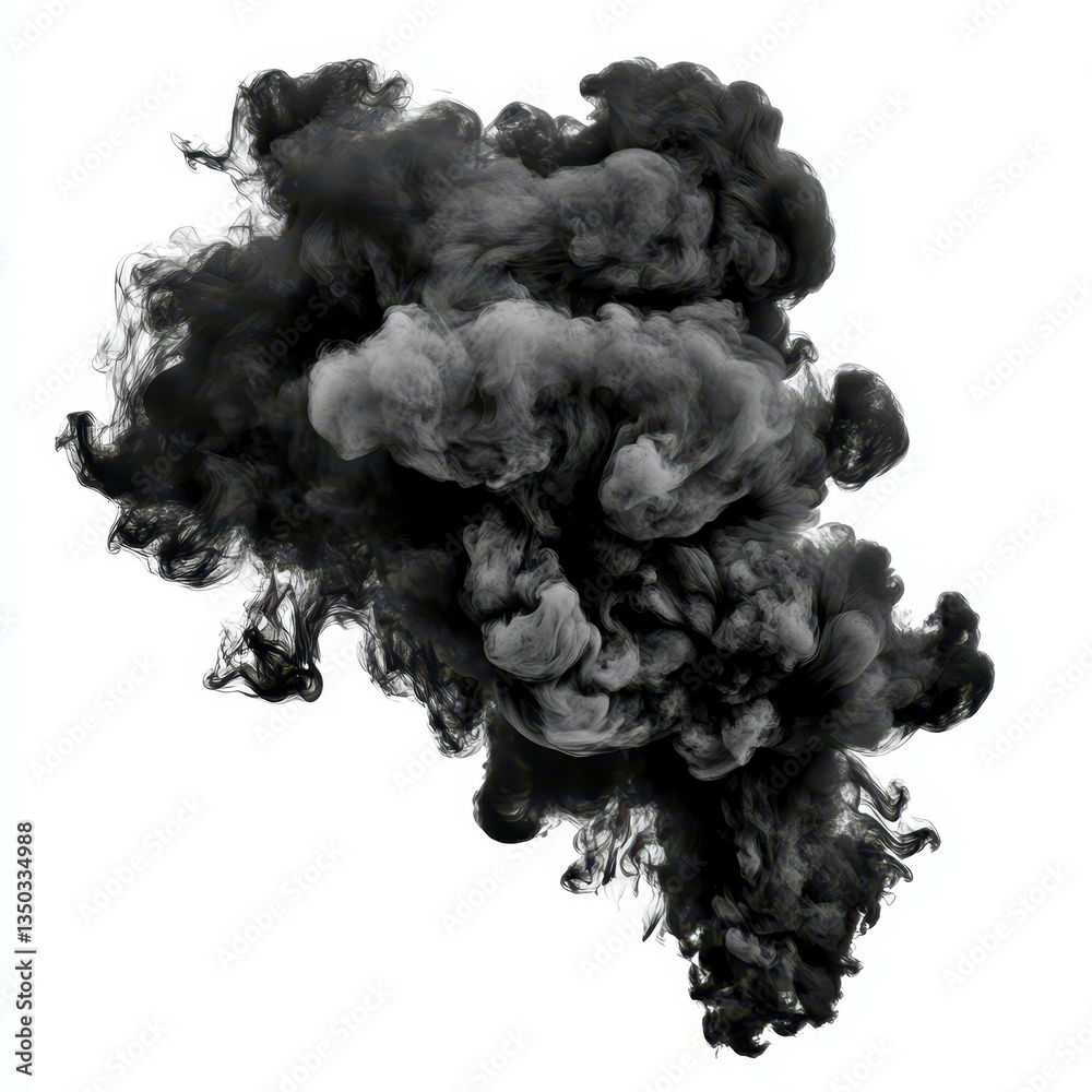 Dark smoke swirls gracefully, creating a striking contrast against a clean white canvas, evoking mystery and depth. Dark smoke swirls gracefully, creating a striking contrast against a clean white canvas, evoking mystery and depth.