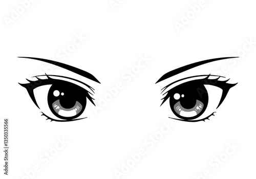 Monochrome anime-style eyes