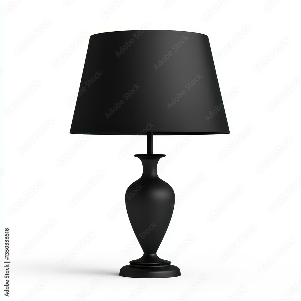 A sleek black table lamp shines bright against a crisp white backdrop, perfect for any modern home decor. A sleek black table lamp shines bright against a crisp white backdrop, perfect for any modern home decor.