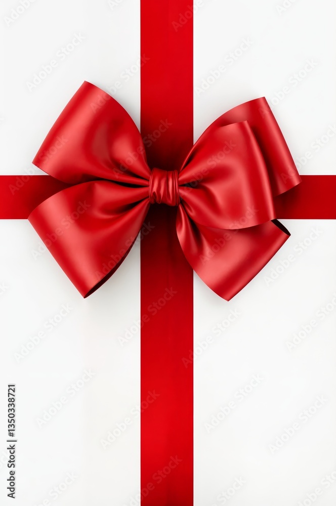 Shiny red satin ribbon and bow on white background. Vector bow and ribbon Shiny red satin ribbon and bow on white background. Vector bow and ribbon