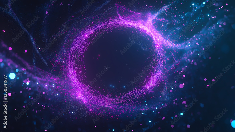 Obraz premium Glowing Portal Abstract Background with Particle Effects in Purple and Blue