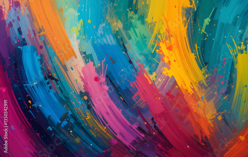 Dynamic Abstract Brushstrokes. Vibrant Multicolor Art for Creative Design, Marketing Campaigns, and Inspirational Backgrounds in Digital and Print Media