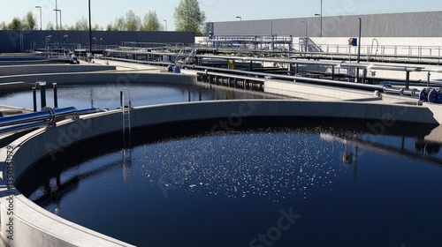 A mining slurry treatment plant filtering and recycling water for ore processing.