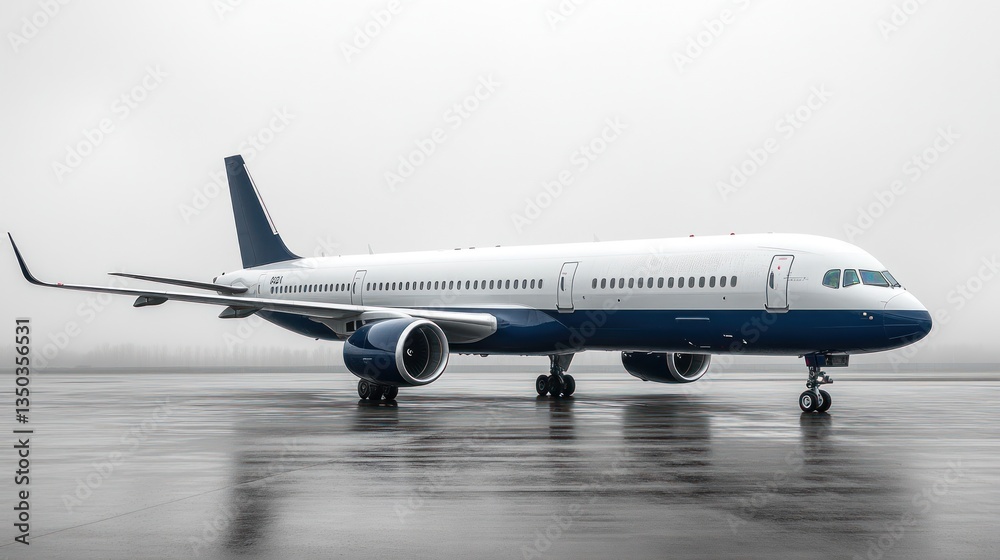 Boeing 757 Private Jet on a Foggy Runway Boeing 757 Private Jet on a Foggy Runway