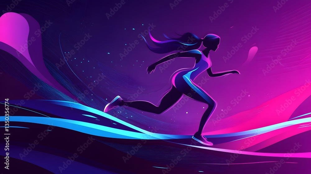 Fototapeta premium Vibrant Purple and Blue Sports Dynamic Cartoon Background Design