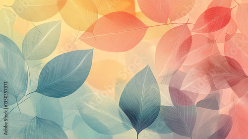 Soft Colorful Leaves Abstract Background