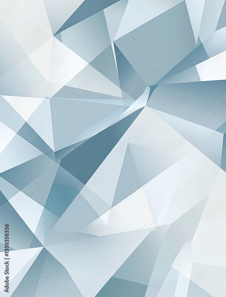 Abstract polygonal geometric pattern, light blue tones, fractured surface, technology background Abstract polygonal geometric pattern, light blue tones, fractured surface, technology background