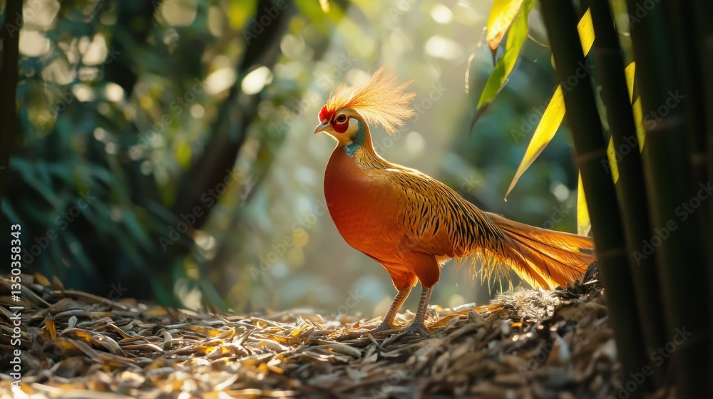Fototapeta premium Golden Pheasant in Bamboo Forest