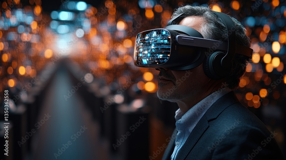 Man Experiencing Immersive Virtual Reality Man Experiencing Immersive Virtual Reality
