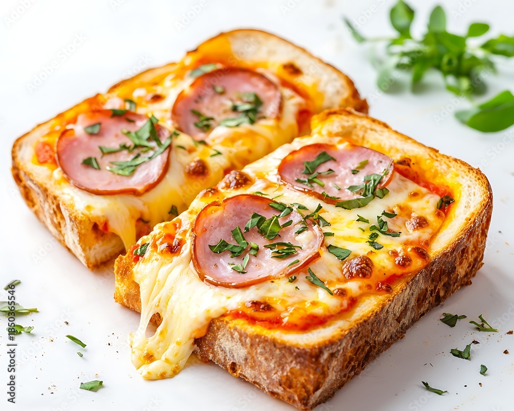 Ham Cheese Pizza Toasts. Ham Cheese Pizza Toasts.