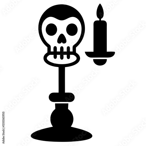Halloween Skull Candlestick Holder Black Vector