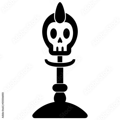 Halloween Skull Candlestick Holder Black Vector