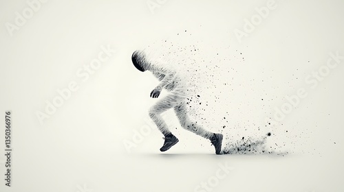 Disintegrating Runner with White Background.